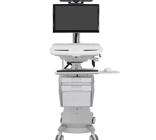 StyleView® Telemedicine Cart, Single Monitor, Powered   Mobile Telehealth Workstation