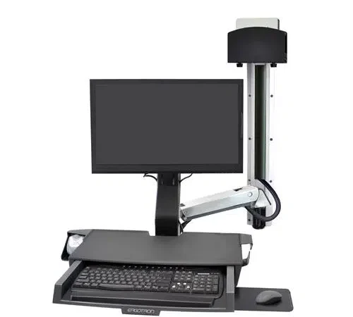 StyleView® Sit Stand Combo System Polished Aluminum   Keyboard & Monitor Mount Workstation